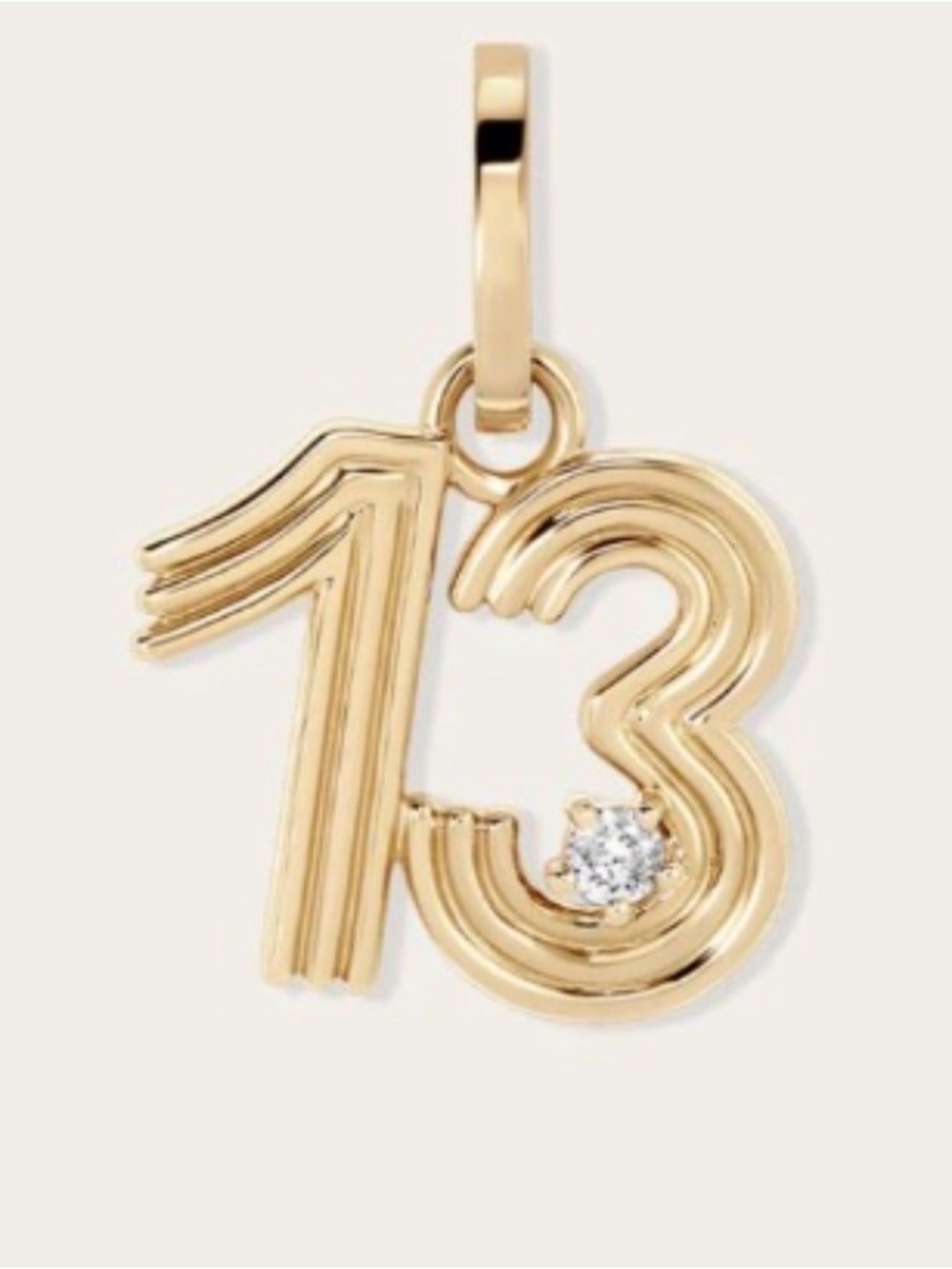 Adina Reyter Groovy Gold Number 13 Pendant hinged Charm with diamond